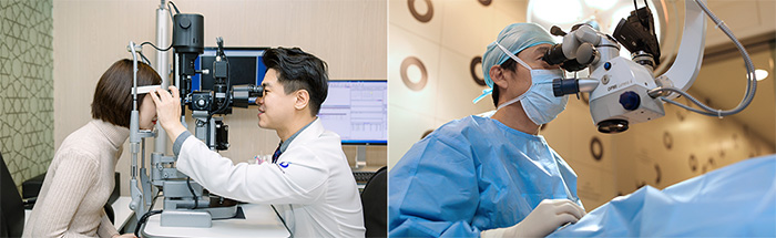 최소 절개창 > 초음파로 변셩된 수정체 제거 > 수정체낭에 인공수정체 렌즈 삽입